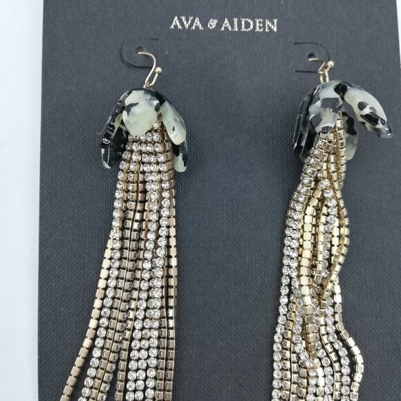 Ava & Aiden Dangly Metallic Rhinestone Earrings - Picture 2 of 5
